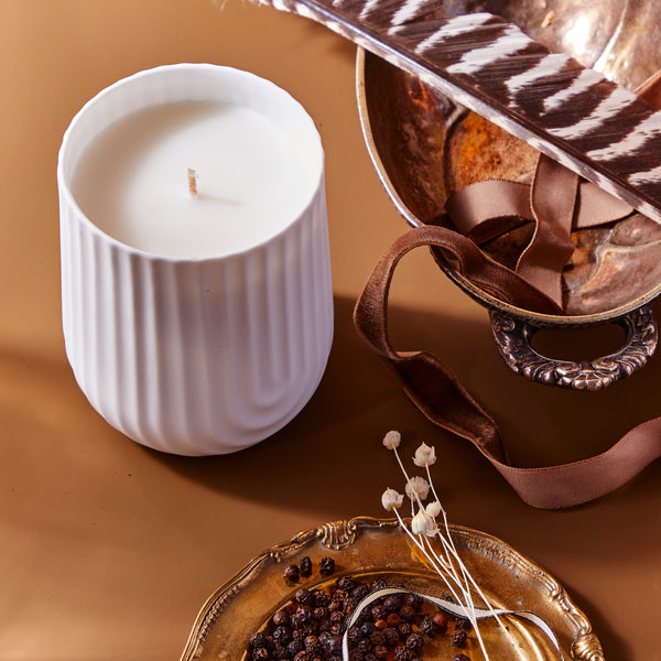 Load image into Gallery viewer, Beautifully designed white porcelain candle vessel